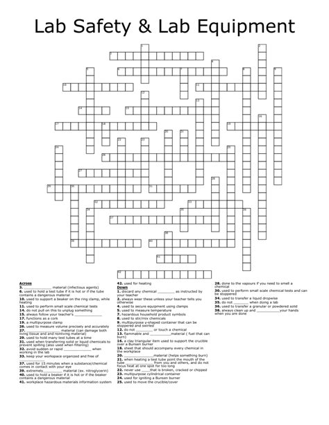 Lab Safety And Lab Equipment Crossword Wordmint