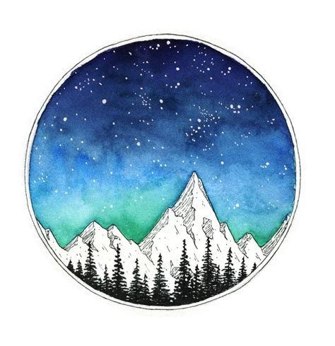 Mountain Galaxy Circle Acrylic Box By Jen Aranyi 4 X 4 X 3 Circle