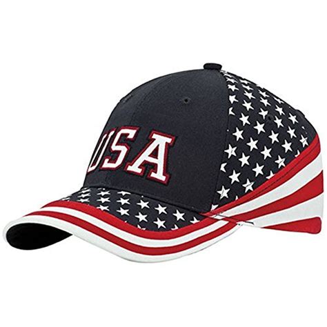 Red White And Blue Cotton Twill Stars And Stripes Usa Flag Baseball Cap Hat