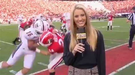 Sideline Reporter Hit In College Football Tackle Herald Sun
