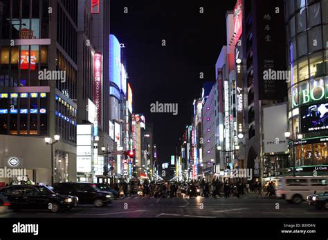 Buildings At Night In Ginza Tokyo Japan Stock Photo Alamy