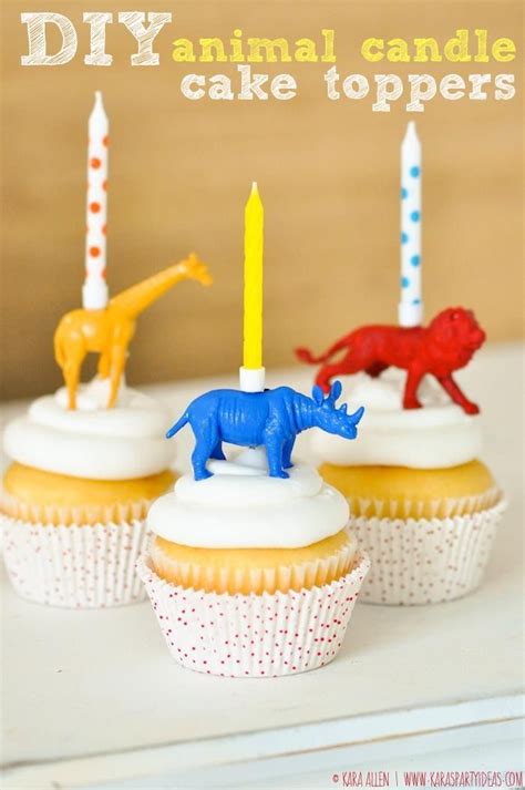 Diy Jungle Animal Candle Cupcake Toppers Birthday Cake