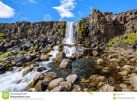 Oxararfoss Waterfall Thingvellir National Park Iceland