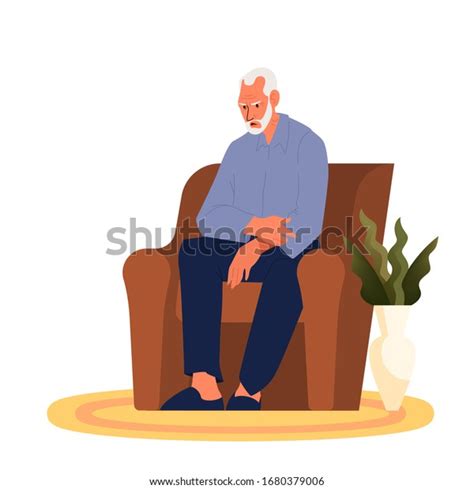 Tired Old Man Sitting Armchair Eldery Stock Vector Royalty Free