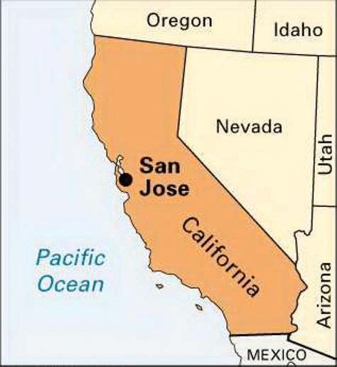 Map Of California San Jose California Map California Map San Jose