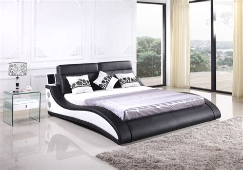 Sara Multimedia Italian Leather Bed Frame Fancy Homes