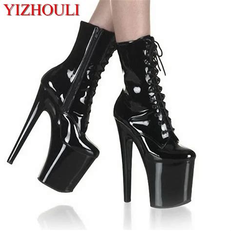 Fashion Sexy Knight Female 8 Inch High Heel Platform Ankle Boots For Women Autumn Winter Shoes