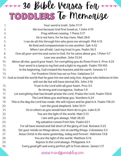 30 Bible Verses For Toddlers To Memorize Mindy Jones Blog