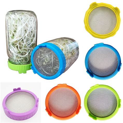 Plastic Sprouting Lid With Stainless Steel Screen Mesh Cover Cap For
