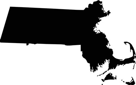 Massachusetts Map On White Background Massachusetts Black Silhouette
