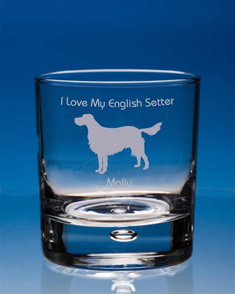 English Setter Whiskey Glass Engraved Glass Personalised T Dog