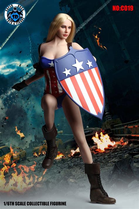 estartek super duck c019 1 6 sexy captain america girl set for 12inch phicen jodoll action