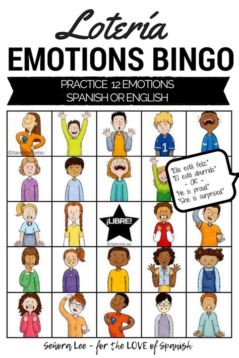 English Spanish Emotions Bingo Fun Activity To Learn Emotions