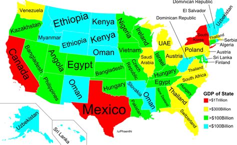 Map Of Of Us States Gdp And Other Countries Business Insider