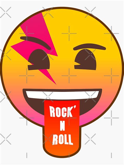 Pegatina Emoji Rock And Roll De Yeaha Redbubble