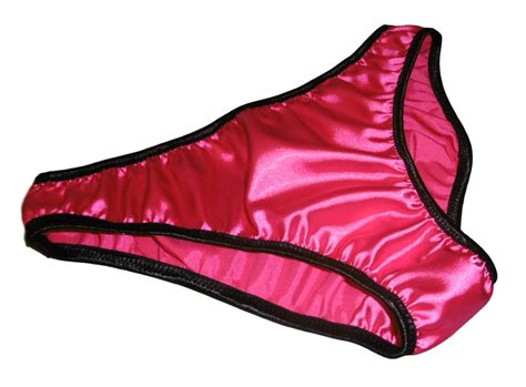 Shiny Hot Fuchsia Pink Satin Tanga Brief Knickers Black Lace Sizes Xs