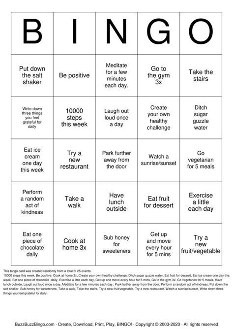 Health Bingo Cards To Download Print And Customize
