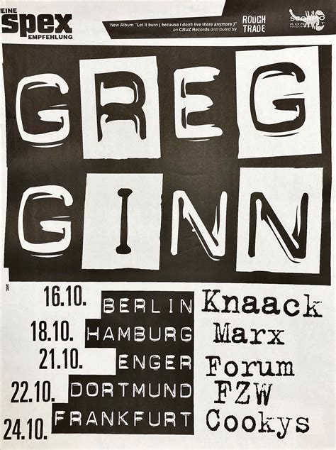 Greg Ginn Black Flag Konzertplakat Concertposter 16101994 Berlin