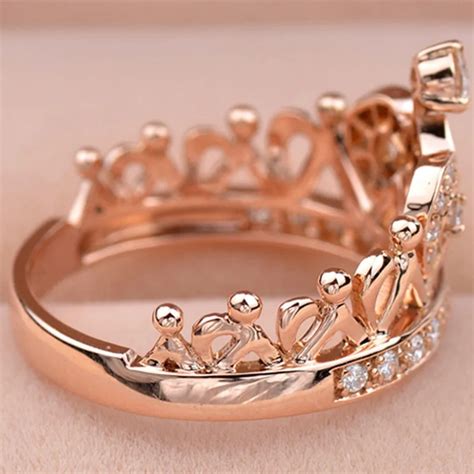 Awesome Genuine Rose Gold Crown Ring Mount Sona Diamond Crown Jewelry