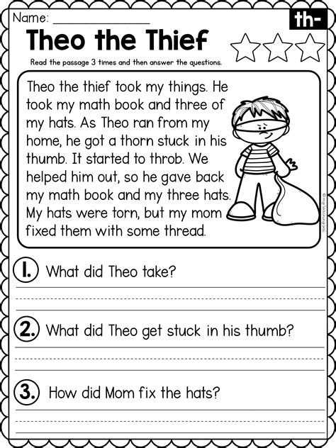 Reading Comprehension With Digraphs Maryann Kirbys Reading Worksheets