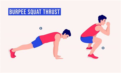 Burpee Squat Thrust Exercise Men Workout Fitness Aerobic And