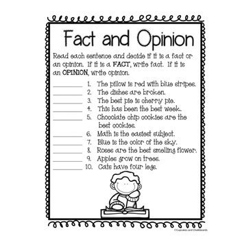 Th Grade Worksheets About Facts And Opinions Printable Picture Fact Or Opinion Worksheets