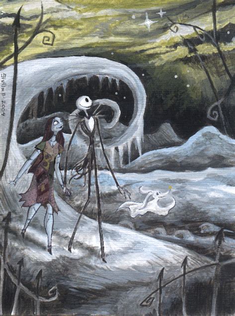 Jack Skellington And Sally On The Hill Drawing
