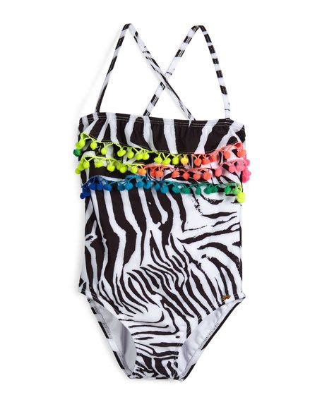 Pilyq Zebra Print One Piece Swimsuit African Rays Girls Size 2 10