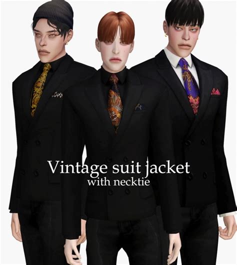Vintage Suit Jacket Set With Necktie And Ascot At Effie Sims 4 Updates