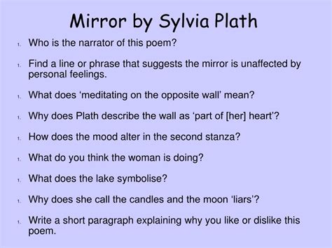 Ppt Mirror By Sylvia Plath Powerpoint Presentation Free Download