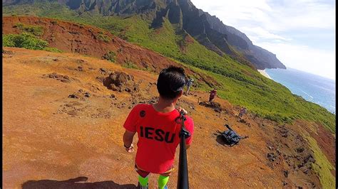 Decending Red Hill Kalalau Trail And Beach Napali Coast Kauai Hawaii