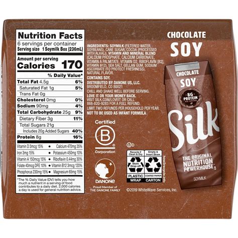 Silk Shelf Stable Chocolate Soy Milk 6ct8 Fl Oz Boxes