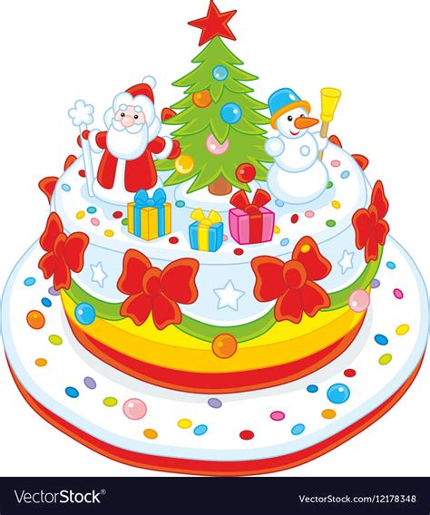 Christmas Cake Decorated Royalty Free Vector Image