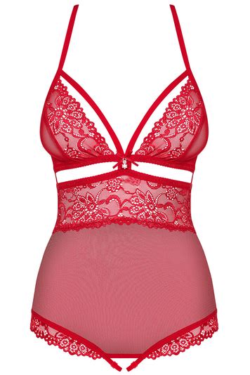 Obsessive Sexy Lace Open Crotch Body 838 Ted 3 Red