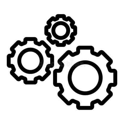 Cogs Outline Icon Gear Sign Isolated On White Background Vector