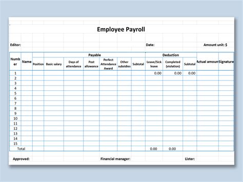 Excel Payroll Spreadsheet Sample Excel Templates