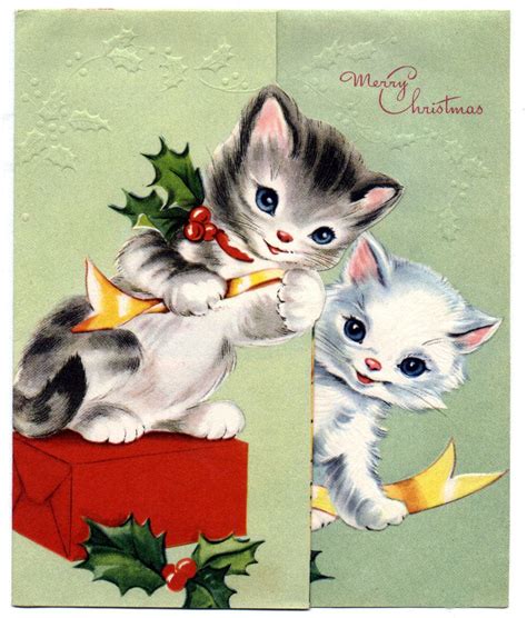 Christmas2305 Cat Christmas Cards Vintage Christmas Cards Retro