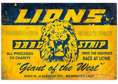 Lions Drag Strip Metal Sign 36 X 24