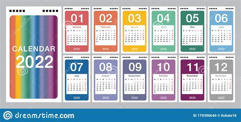 Colorful Year 2022 Calendar Vector Design Template Simple And Clean