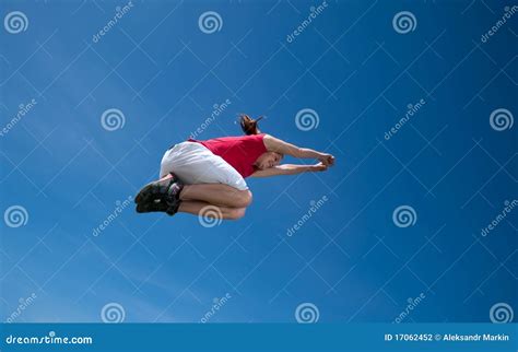 Woman Jump Into Sky Stock Photo Image Of Beautiful Model 17062452