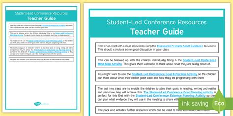 Student Led Conference Resources Teacher Guide Twinkl