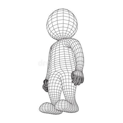 Wireframe Low Poly Mesh Human Cartoon Body Stock Vector Illustration