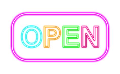 Open Sign Multicolored Neon Light 15123441 Png