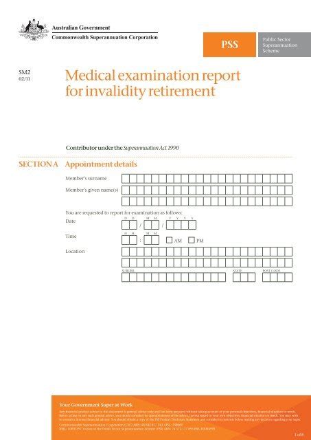 Sm2 Pss Medical Examination Report For Invalidity Retirement