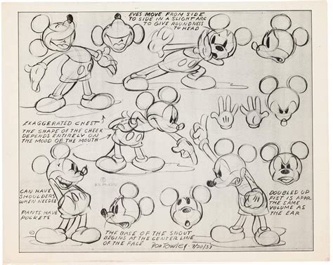 Model Sheet Mickey Mouse 1930s Como Dibujar Personajes Diseño De