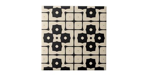 Elegant Mosaic Black And Beige Geometric Pattern Ceramic Tile