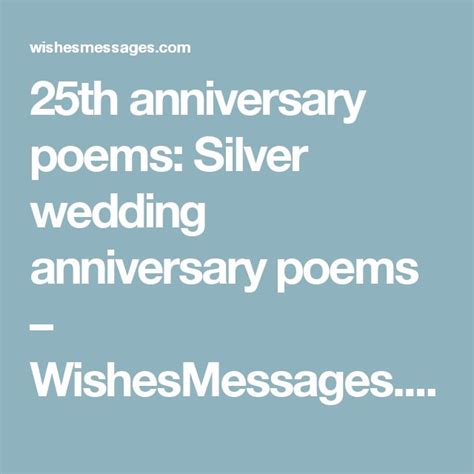 25th Anniversary Poems Silver Wedding Anniversary Poems Anniversary