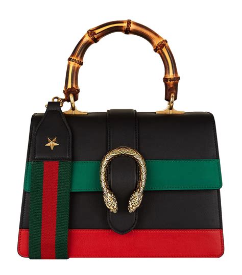 Gucci Leather Small Dionysus Stripe Bamboo Handle Bag Lyst