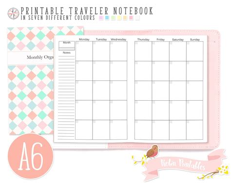 4x6 Monthly Printable Planner Calendar Calendar Template Printable