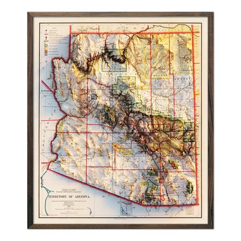 Arizona Relief Map Prints Elevation And Hydrological Maps Muir Way